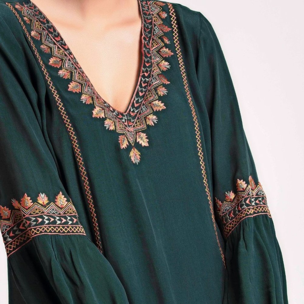 Benares Deep Green Zandra Tunic Dress NWT - Picture 2 of 6